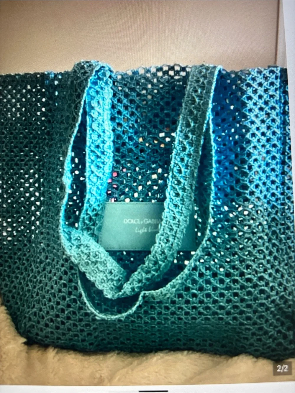 Dolce & Gabbana light blue Crochet Tote/Beach bag New
